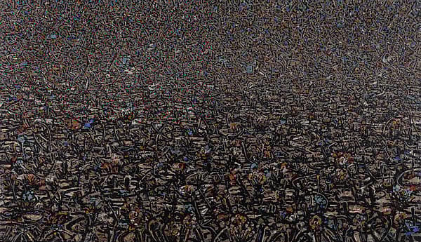 Bölge-2, Tuval üzeri yagliboya ve kagit kolaj, 250x450 cm, 2017